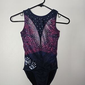 Chalk Warrior Leotard Navy Blue Pink Size AXS Gymnastics Dance Ozone